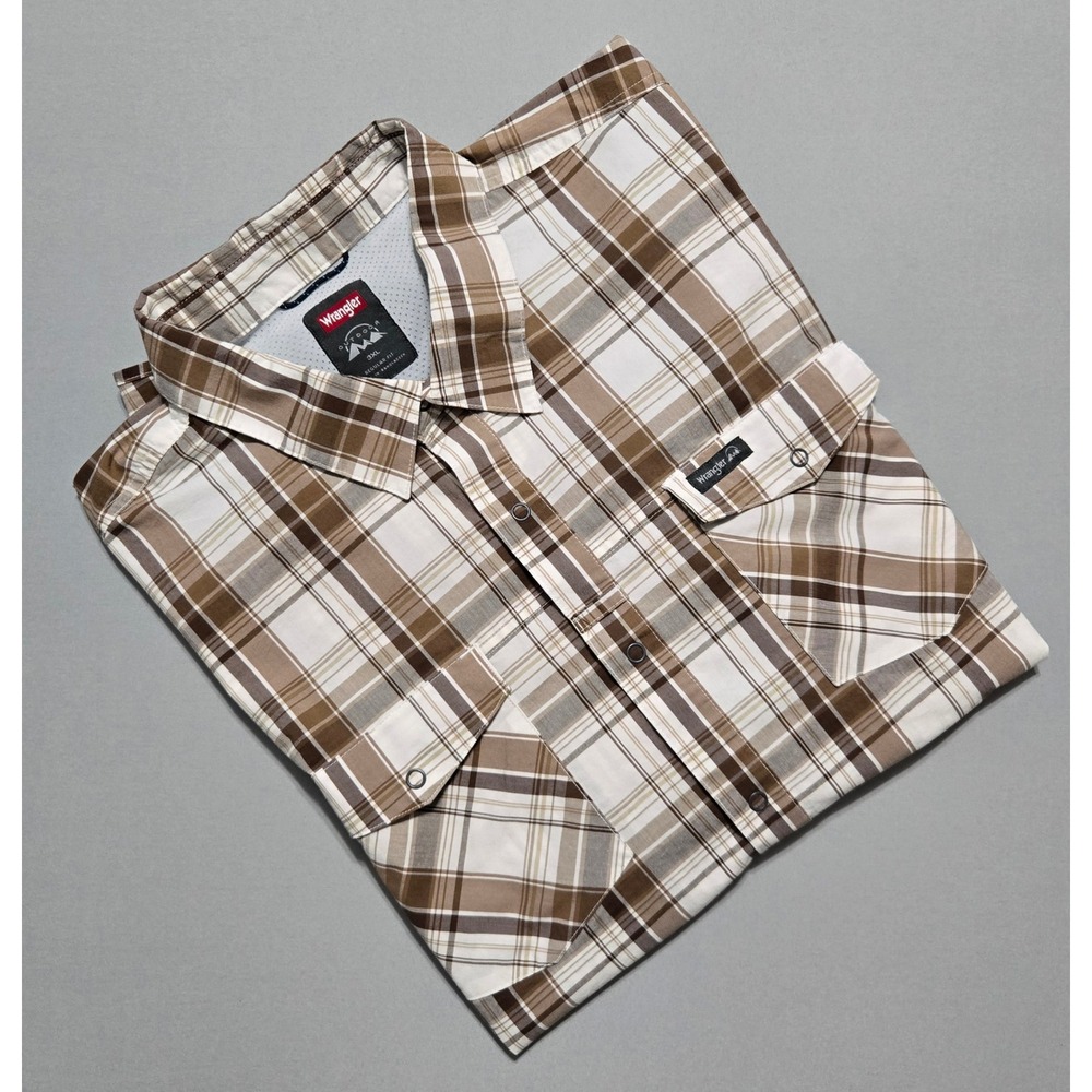 Wrangler Outdoor Shirt Mens 3XL Plaid Snap Front Regular Fit Performance